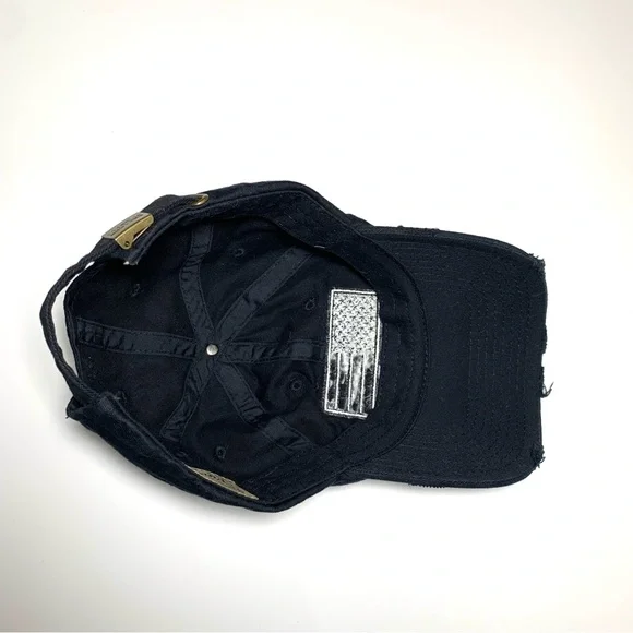 KBETHOS Black Distressed Baseball Cap with USA Flag Adjustable Strap Unisex - Picture 14 of 15